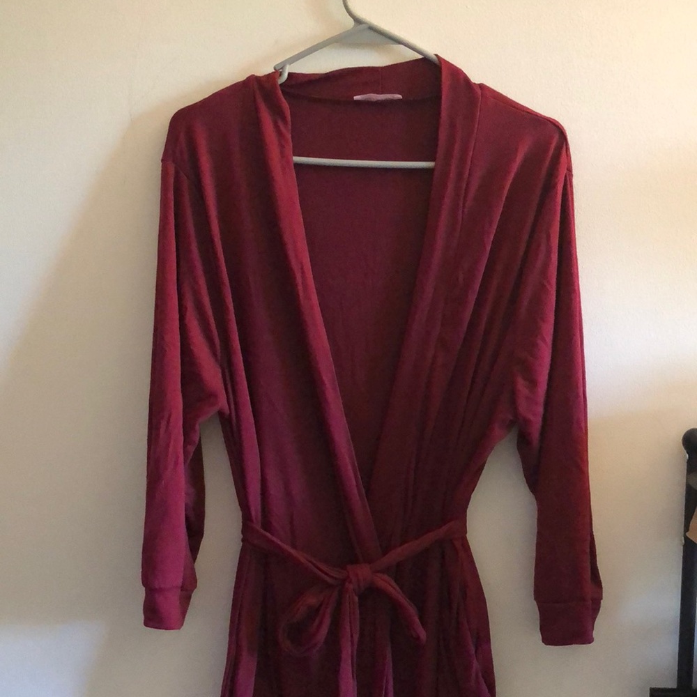 Maxmoda M Maroon Robe with tie and pockets